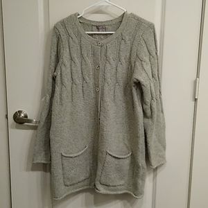 J. Jill Long Grey Buttoned Cable Cardigan